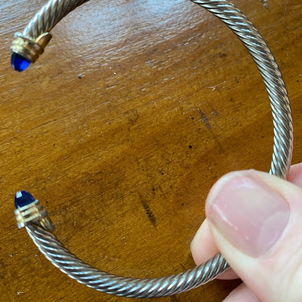 Stainless Steel Bracelet with blue purple crystal tips